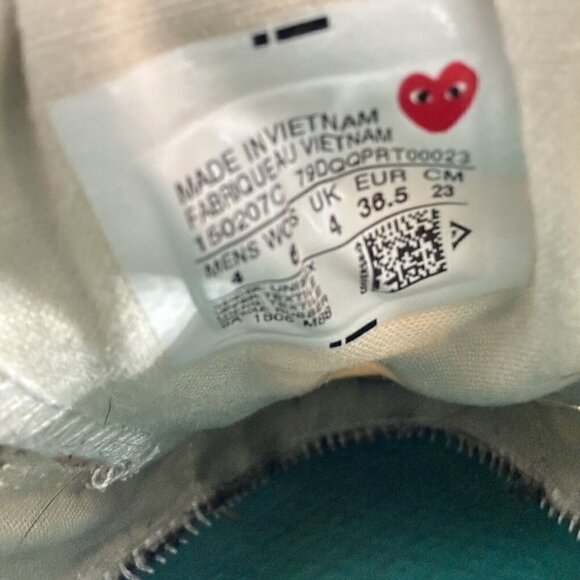 Converse Comme Des Garcons Hidden Heart White Canvas women Sneaker Shoes Size 6 - Picture 13 of 13